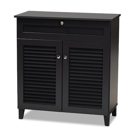 Baxton Studio Coolidge Grey Finished 4-Shelf Wood Shoe Storage Cabinet with Drawer 156-9556